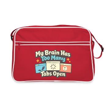 Mein Gehirn Mentale Gesundheit Zu Viele Tabs Offen - Retro Tasche - Rot/Weiß - Vorne