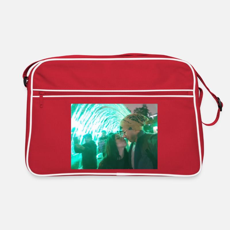 Baisers sous un néon vert - Sac Retro - rouge/blanc