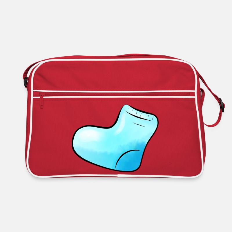 blue sock - Retro Bag - red/white