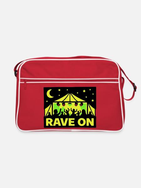 Rave On Festival Tent Techno Party Crew - Retro Bag - red/white - Front