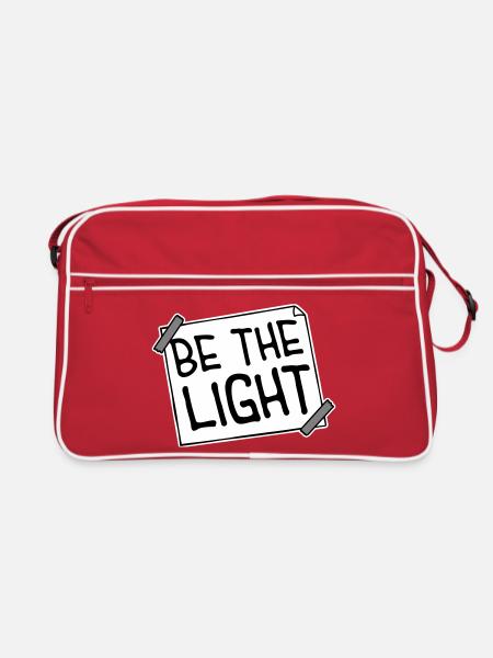 Be The Light Motivierend Positivität Spruch Logo - Retro Tasche - Rot/Weiß - Vorne