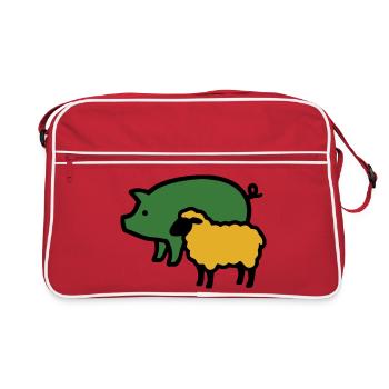 Pig Sheep Farm Icon - Retro Bag - red/white - Front