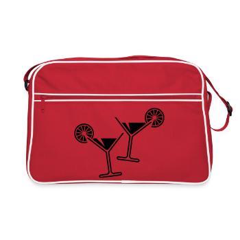 2 Cocktail Glasses / Cocktail / Martini + (Black) - Retro Bag - red/white - Front