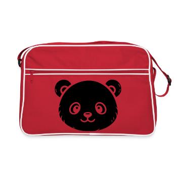 Croquis de panda mignon – Motif d’animal duveteux - Sac Retro - rouge/blanc - Devant