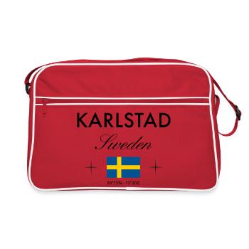 Karlstad Schweden Koordinaten Reise Souvenir - Retro Tasche - Rot/Weiß - Vorne
