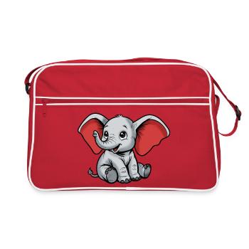 Petit Éléphant – Personnage de dessin animé joyeux - Sac Retro - rouge/blanc - Devant