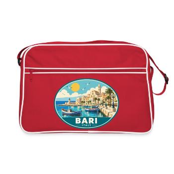 Erleben Sie Bari an der italienischen Adriaküste - Retro Tasche - Rot/Weiß - Vorne