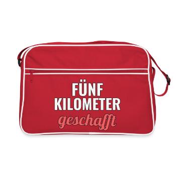 Erster Fünf Kilometer Lauf Geschenkidee - Retro Tasche - Rot/Weiß - Vorne