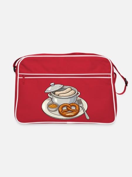 Deftige bayerische Brotzeit - Retro Tasche - Rot/Weiß