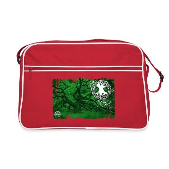 eiche mit lebensbaum grün - Retro Tasche - Rot/Weiß - Vorne