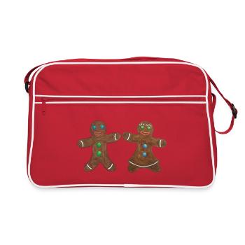 Lebkuchenpaar hetero - Retro Tasche - Rot/Weiß - Vorne