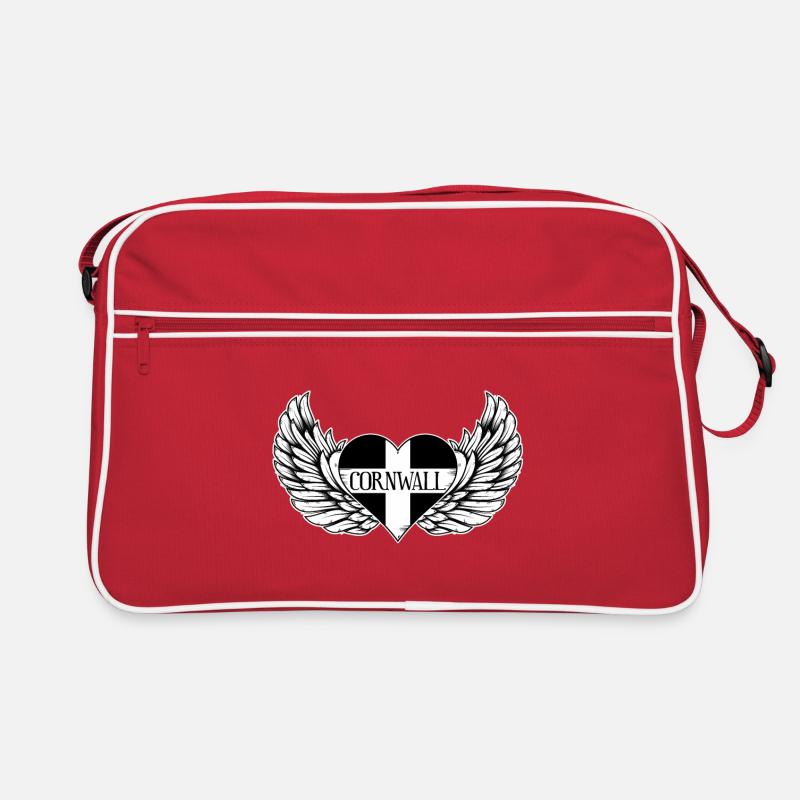 Liebe Cornwall - Retro Tasche - Rot/Weiß