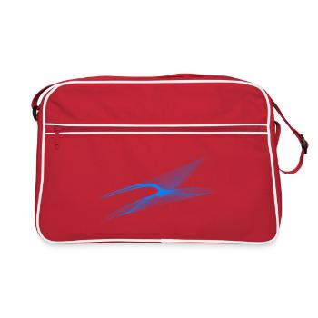Geometric Wave – Blue Generative Line Art - Retro Bag - red/white - Front