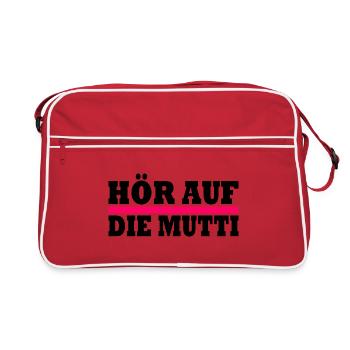 Hör auf die mutti - Retro Tasche - Rot/Weiß - Vorne