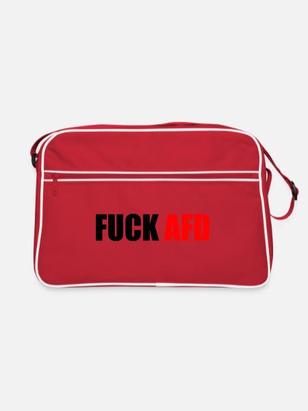Fuck afd - Retro Tasche - Rot/Weiß - Vorne