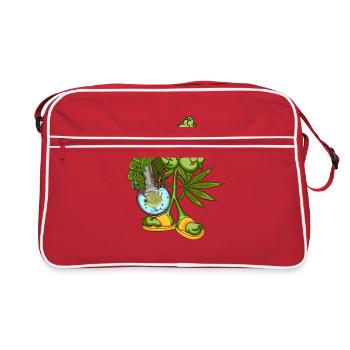 THC Maennchen Cannabis Marijuana CBD - Sac Retro - rouge/blanc - Devant