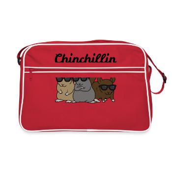 Chinchilla Tshirt Chinchillin Süßes Chinchilla - Retro Tasche - Rot/Weiß - Vorne