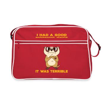 Angry meerkat terribly good morning - Retro Bag - red/white - Front