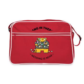 Dinosaur T-Rex Wedding Anniversary Couple Gift - Retro Bag - red/white - Front