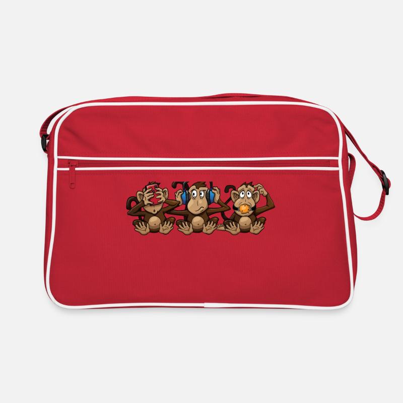 3 Wise Monkeys Designs - Retro Tasche - Rot/Weiß