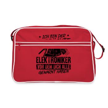 Ich Bin Der Verrückte Elektroniker Vor Dem Dich Al - Retro Tasche - Rot/Weiß - Vorne
