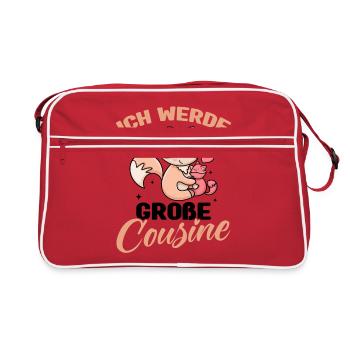 Ich Werde Große Cousine Verwandtschaft Familie Nac - Retro Tasche - Rot/Weiß - Vorne