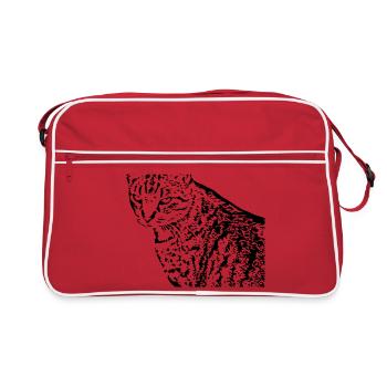 Cat, Kitten, Tiger Cat - Retro Bag - red/white - Front