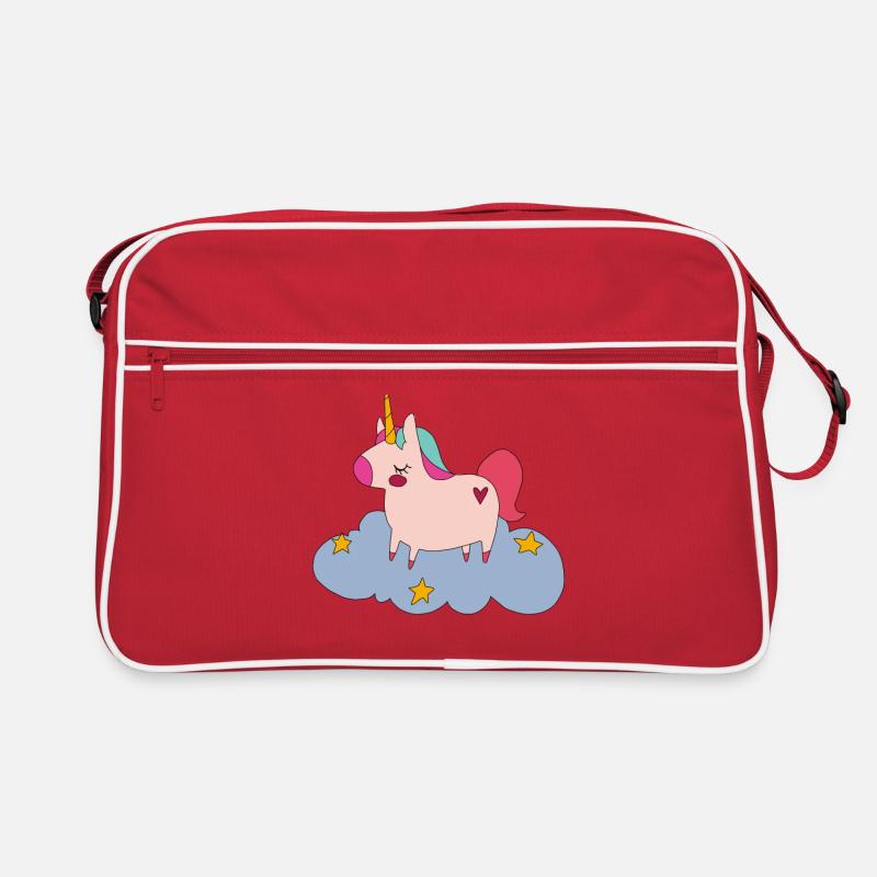Unicorn , Einhorn, - Retro Tasche - Rot/Weiß