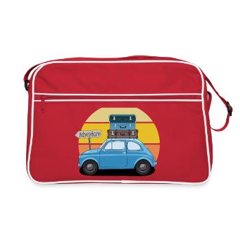 voiture avec valise voyage aventure rétro - Sac Retro - rouge/blanc - Devant