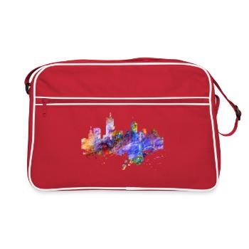 Frankfurt Skyline Farben - Retro Tasche - Rot/Weiß - Vorne