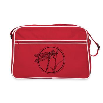 Dragofly line art - Retro Bag - red/white - Front
