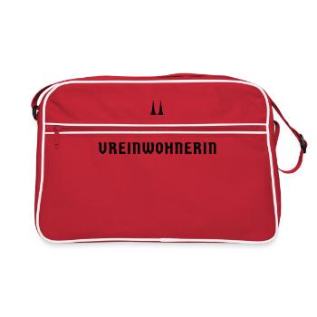 Köln Ureinwohnerin geboren & Leben In Köln mit Dom - Retro Tasche - Rot/Weiß - Vorne