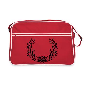 une couronne de fleurs de feuilles - Sac Retro - rouge/blanc - Devant