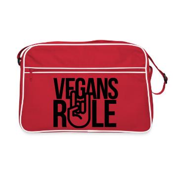 vegans rule - Retro Tasche - Rot/Weiß - Vorne