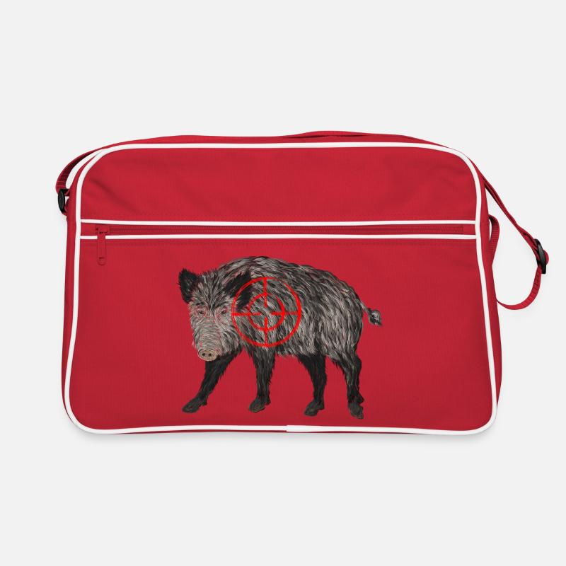 wildschwein jäger - Retro Tasche - Rot/Weiß