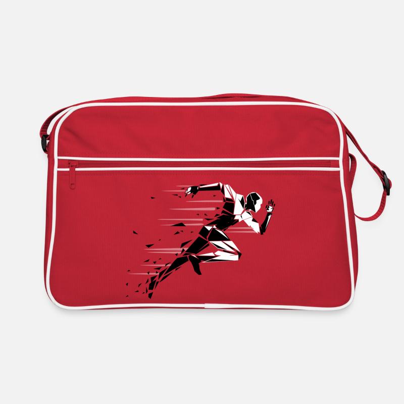 running man noir et blanc - Sac Retro - rouge/blanc