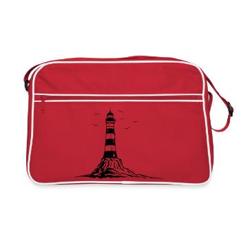 Phare, lighthouse, bateau, vacances de la mer rocheuse - Sac Retro - rouge/blanc - Devant