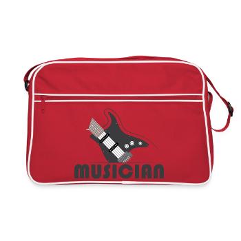 musician Symbol Musiker band e guitar - Retro Tasche - Rot/Weiß - Vorne
