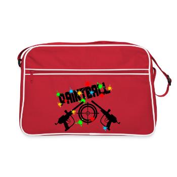 Paintball target with two guns - Retro Bag - red/white - Front