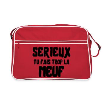meuf, cité, femme humour - Sac Retro - rouge/blanc - Devant