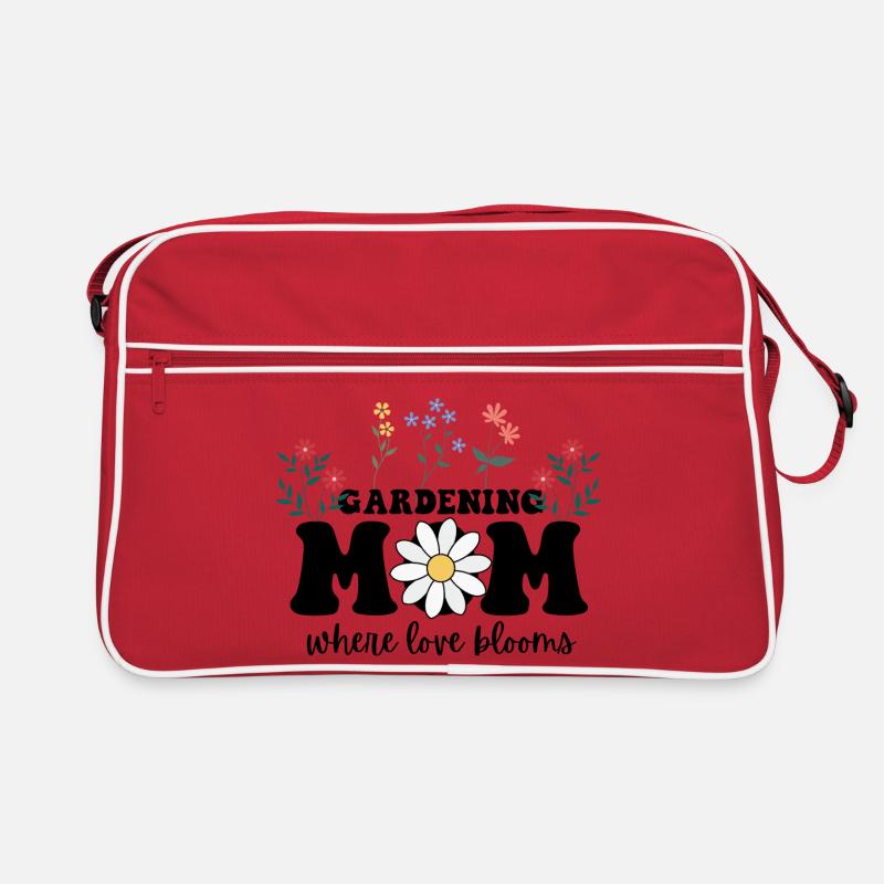 Gärtnernde Mutter, wo die Liebe blüht, Muttertag - Retro Tasche - Rot/Weiß