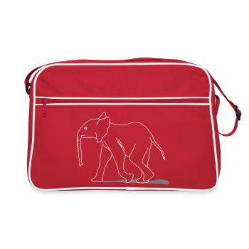 Elephant young, lineart - Retro Bag - red/white - Front