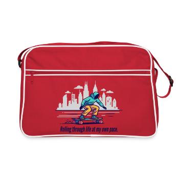 Rolling Through Life - Retro Tasche - Rot/Weiß - Vorne