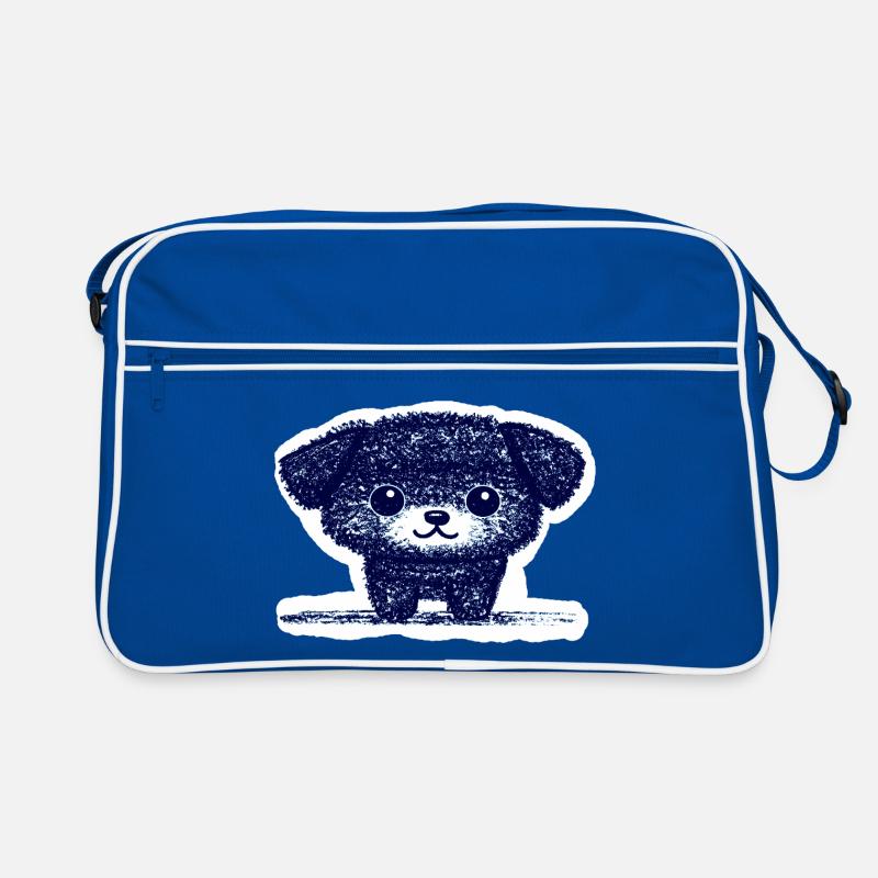 Winziges Hündchen (Blau) Retro Tasche