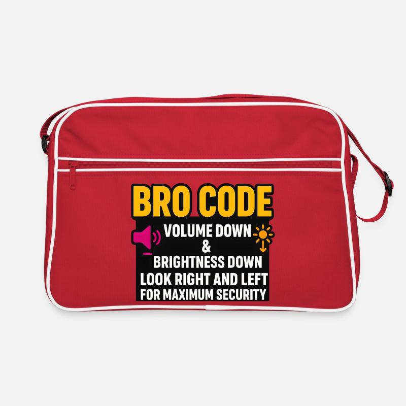 Bro Code Volume Down Look Right Left, Funny  Retro Bag