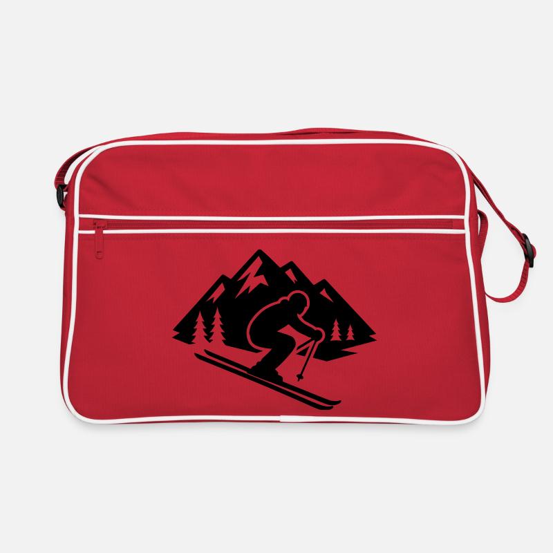 Ski Silhouette Berge Piste Retro Tasche