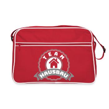 Logo de l’insigne de construction de la maison d’équipe - Sac Retro - rouge/blanc - Devant