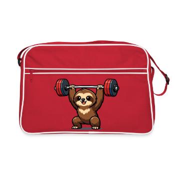 Kraftvolles Faultierlifting - Retro Tasche - Rot/Weiß - Vorne