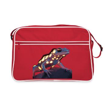 Neon Echse auf Felsen - Buntes Tier Design - Retro Tasche - Rot/Weiß - Vorne
