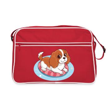Chiot nageur sur bouée estivale - Sac Retro - rouge/blanc - Devant